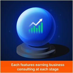 Each features earning business consulting at each stage